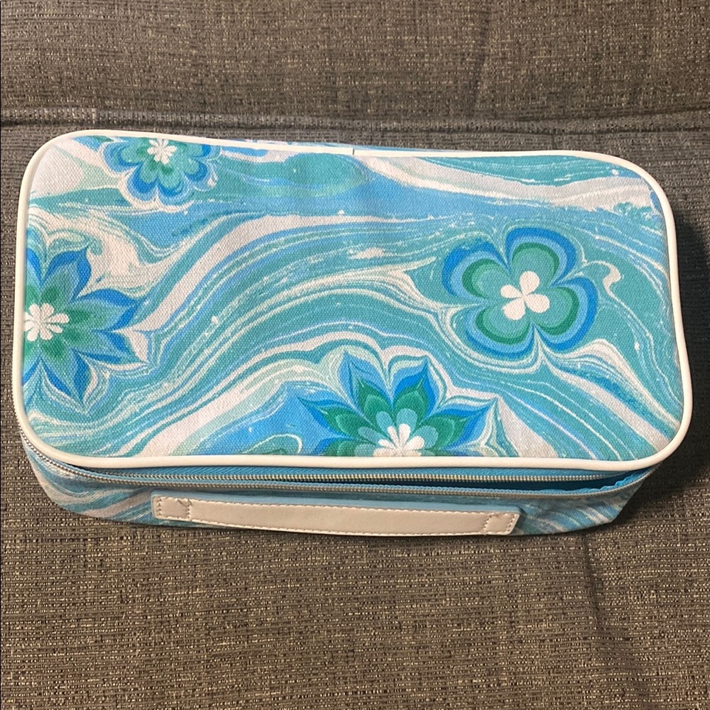 Estee Lauder Blue Floral Cosmetic Bag